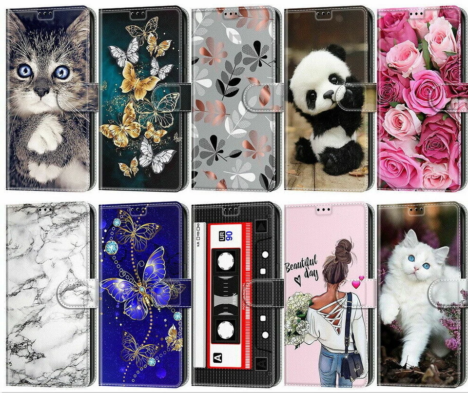 Cat Marble Flower Wolf Wallet Phone Case For iPhone 16 15 14 13 12 11 Pro Max XR - Image 1 of 4