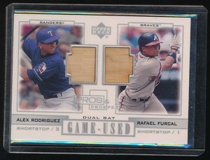 ALEX RODRIGUEZ RAFAEL FURCAL 2001 UPPER DECK PROS & PROSPECTS GAME-USED DUAL BAT