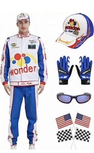 Adult Ricky Bobby Costume Men Sz Small Talladega Nights Racing Jumpsuit Top Cap - Picture 1 of 5