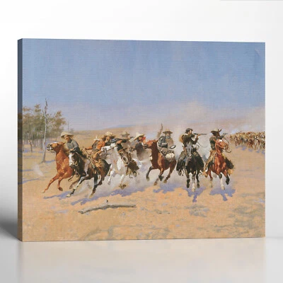 Cowboy Decor, Dash To The Timbers by Frederic Remington Canvas Print - Image 1 of 4