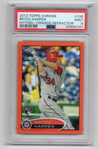 Bryce Harper 2012 Topps Chrome Orange Refractor PSA 9 Rookie #196 Phillies RC