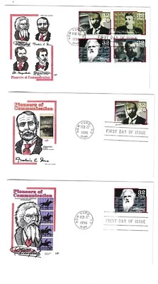 US FDC 1996 5 FDC Communications Pioneers HF Scott 3061-64 | +  BLOCK OF 4 - Image 1 of 2