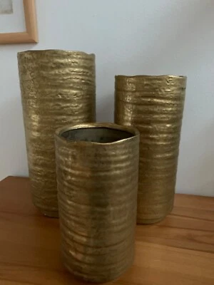 Vase Übertopf Novara verschiedene Größen gold Keramik Dekoration - Bild 1 von 4