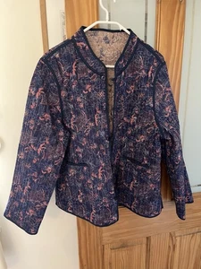 ✫Lovely *PATRA* Reversible Floral Hand Block Printed Kantha Quilted Jacket XL✩ - Picture 1 of 10