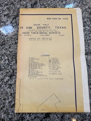 Live Oak County TEXAS South Half Edgar Tobin Aerial Surveys Map Oil Gas Wells - Image 1 of 4