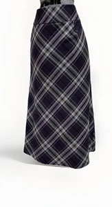 Talbots Skirt Size 14W Purple Plaid Long Flowing Soft Wool Blend Lined Side Zip - Picture 1 of 19