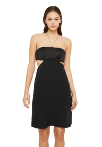 Calvin Klein Jeans KLEID BUSTIER KETTENDETAIL Cocktail Party Schwarz Satin XS UK 6 - Bild 1 von 7