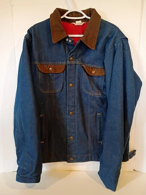 Vntg KEY Imperial Denim Jean Jacket Men 44 L Blue Chore Coat Trucker Chore Coat - Image 1 of 4