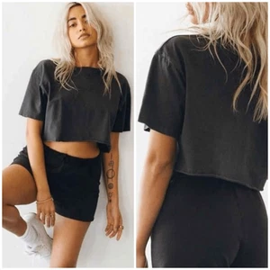 Joah Brown Cobain Crop Tee One Size Gray Cotton Loungewear Casual - Bild 1 von 15