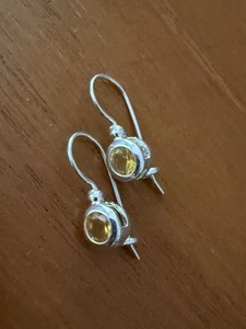 Beautiful Yellow Crystal DangleEarring With Lever Back Wire,sterling silver New - Bild 1 von 5