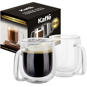Kaffe Doppelwandige Isolierglas Kaffeetassen (2 x 10oz) - Klar Espresso Glas... - Bild 1 von 6