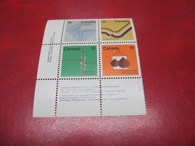 CANADA Unitrade# 582-85 15c EARTH SCIENCES LL WIDE SELVEDGE INSCRIPT. BLOCK MNH - Image 1 of 2
