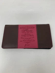 Scripture Bible Verse Pink Leather Womens Wallet Check Book Western Engraved - Picture 1 of 7
