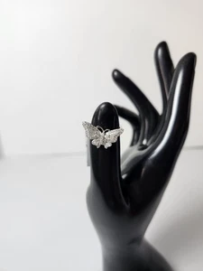 Butterfly Size 5.5 Solid 925 Sterling Silver And Moissanite Ring - Picture 1 of 4