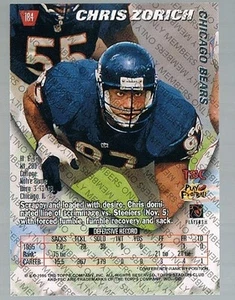 1996 stadium club members only CHRIS ZORICH #184 BEARS / NOTRE DAME - Picture 1 of 1