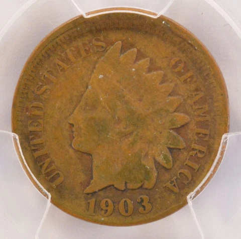 PCGS 1c 1903 Indian Cent Broadstruck VG8 Cover