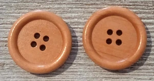 2 Brown Sewing Buttons Crafting Wood 4 Hole Flat 1" - Picture 1 of 2