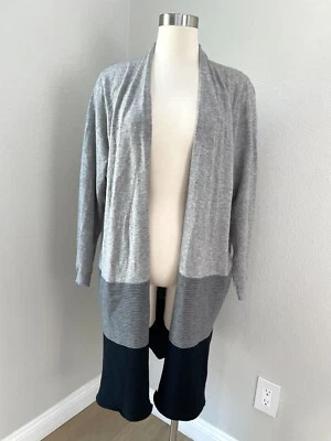 NEW $98 Joseph A Woman Plus 1X Mid Length Open Cardigan Sweater Gray Knit - Image 1 of 4