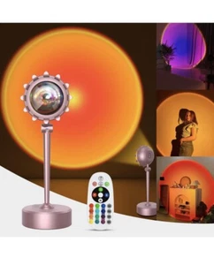 16 Color LED Sunset Projection Lamp With Remote Control USB Charge 180° Rotation - Picture 1 of 8