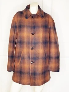 VINTAGE PENDLETON VIRGIN WOOL ORANGE MULTICOLOR PLAID QUILTED LINING SIZE: L - Picture 1 of 11