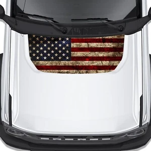 Rustic American Flag Hood Graphic Design Decal Fits Ford Bronco 2021+ - Foto 1 di 3