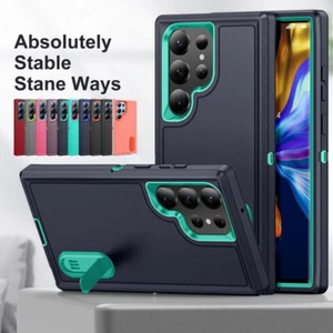 For Samsung Galaxy S25 Ultra S24 S23 Stand Holder Hard Frame Bumper Case Cover - Picture 1 of 21