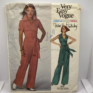 Vogue 1612 Diane Von Furstenberg Jumpsuit Size 14 Uncut Vintage Sewing Pattern - Picture 1 of 14