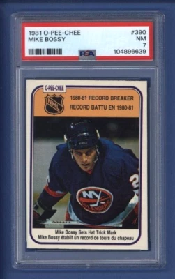 1981-82 O-Pee-Chee #390 Mike Bossy (RB) PSA 7 NM New York Islanders ! - Image 1 of 2