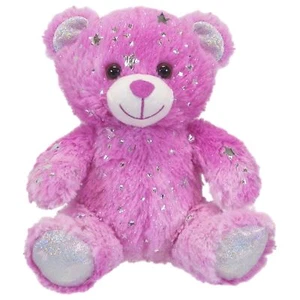 Plush 7 inch Small Fuzzy Pink Teddy Bear Stuffed Animal Pal with Silver Accents - Picture 1 of 1