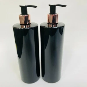 2 x 500ml Pump Bottle Black White PET Plastic Dispenser Mrs Hinch + Rose Gold Li - Picture 1 of 10