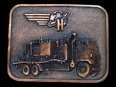 TB03173 GREAT VINTAGE 1982 **HALLIBURTON** PUMP TRUCK OILFIELD BELT BUCKLE - Image 1 of 2