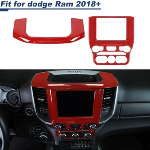 🌟Center Console Navigation+Storage Box Cover Trim For Dodge RAM 1500 2018+ Red - Picture 1 of 15