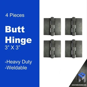 Heavy Duty Weldable Butt Hinges 3" x 3" - Steel Butt Hinges | 4 Pieces - Picture 1 of 6