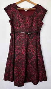 Motherhood Maternity Dress Belted Short Red Black Large Classy Retro Rockabilly - Picture 1 of 3