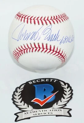 JOHNNY BENCH "68 NL ROY" Reds Signed Rawlings MLB BASEBALL + BECKETT COA #B0837 - Image 1 of 3