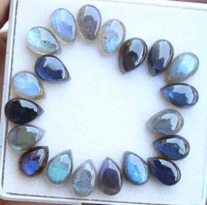 34.10 Ct Natural Labradorite 6*9 mm Pear Top Quality Loose Cabochon Gemstones - Picture 1 of 3