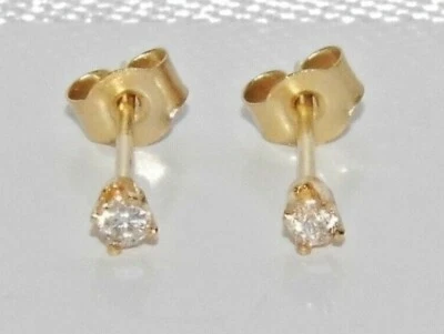 Pendientes de tachuelas solitario de diamantes reales de oro de 9 quilates - oro liso de 9 quilates Foto 1 de 4