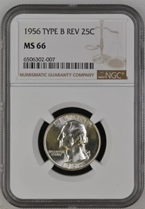 1956 Type B Reverse Washington quarter NGC MS66 - Picture 1 of 4