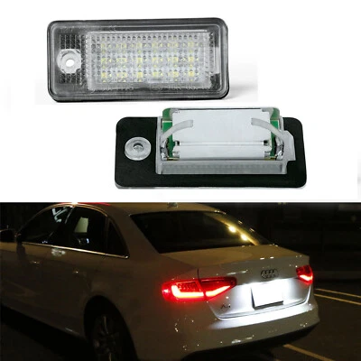 White LED License Plate Light For Audi A3 A4 S3 S4 A6 S6 Q7 RS4 Error Free 2pc - Image 1 of 4