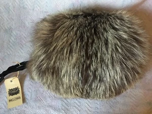 Real Silver Fox Fur Hand Muff - Satin Lining - Zipper Pouch - New w/Tags USA - Picture 1 of 2