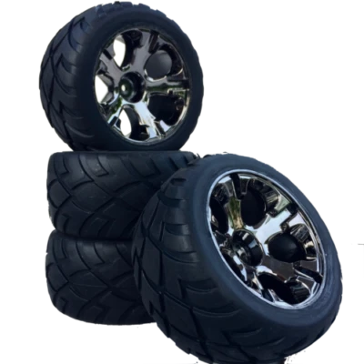 Truggy Reifen Felgenset REVIL Street 5-Lochfelge titanium 1:10 4er Set partCore - Bild 1 von 4