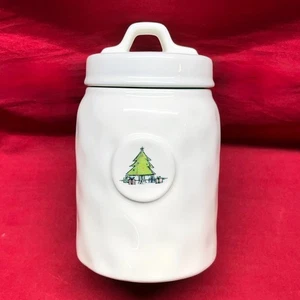 Rae Dunn Magenta Weihnachtsbaum Kanister weiß Grübchen Keramik 6,5" hoch mit Deckel - Bild 1 von 21