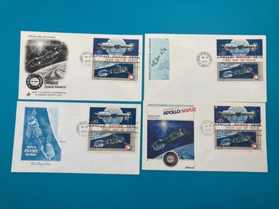 Apollo Soyuz 1975 First Day of Issue Stamps with Envelope Covers Lot of 4 - Image 1 of 2