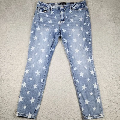 Jeans Judy Blue para mujer 18W azul ajustado estrellas AOP elástico denim desteñido Foto 1 de 4