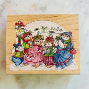 Sello montado en madera Clover Hill Choir Chrismas Carol cantando - Imagen 1 de 7