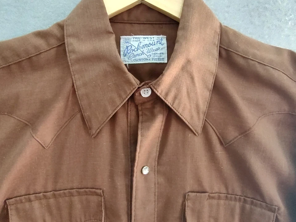 Camisa Vaquera Vintage Rockmount Ranch Wear Tru-West Para Hombres Perla A Presión Talla S-M Foto 1 de 4