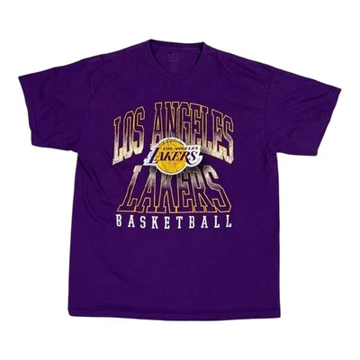 Los Angeles Lakers Basketball T-Shirt Size Large Retro Vintage Spell Out - Image 1 of 4