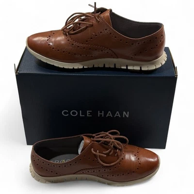 Cole Haan Womens 7.5B Zerogrand Wing Ox Leather Wingtip Oxford Shoes Brown - Image 1 of 4
