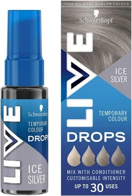 Live Schwarzkopf Colour Drops Vegan Semi-Permanent Lasts 2 -12 Washes Ice Silver - Image 1 of 4