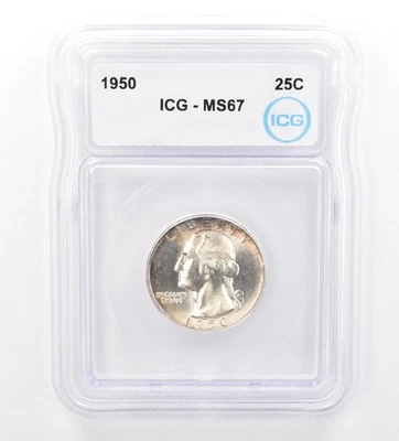 1950 Washington Quarter MS67 ICG Nice Tone *7397 - Image 1 of 3
